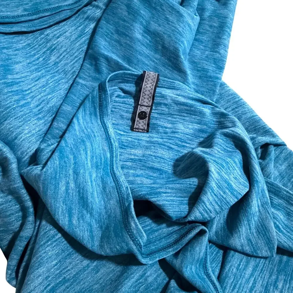 Lululemon blue scarf post yoga lightweight layering soft button up warm winter